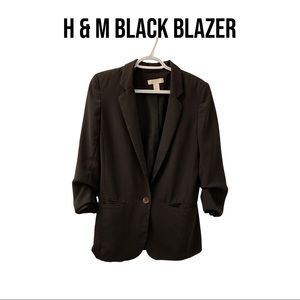 H & M black blazer with sleeves pulled effect